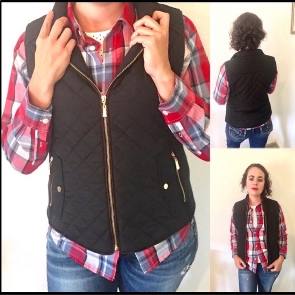 Infinity Raine Jackets & Blazers - Infinity Raine Quilted Vest Black Gold Size Large